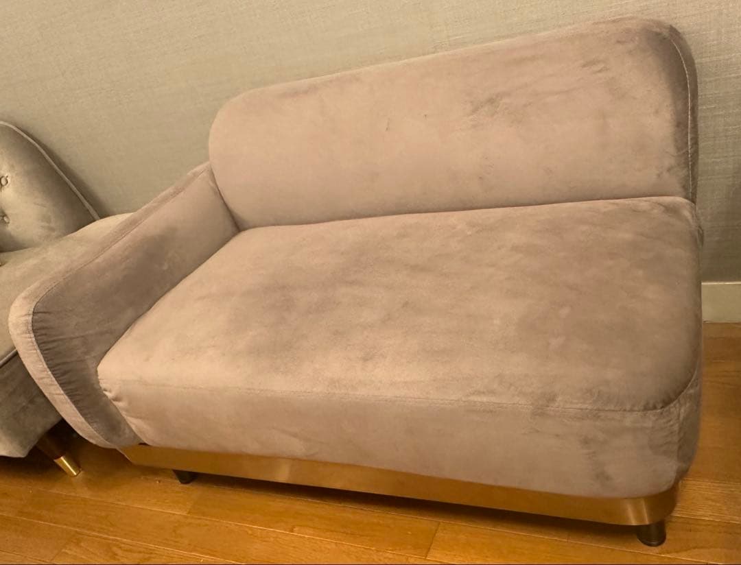 ベルベットカウチソファー ⭐︎グレー2人掛け LOWYA