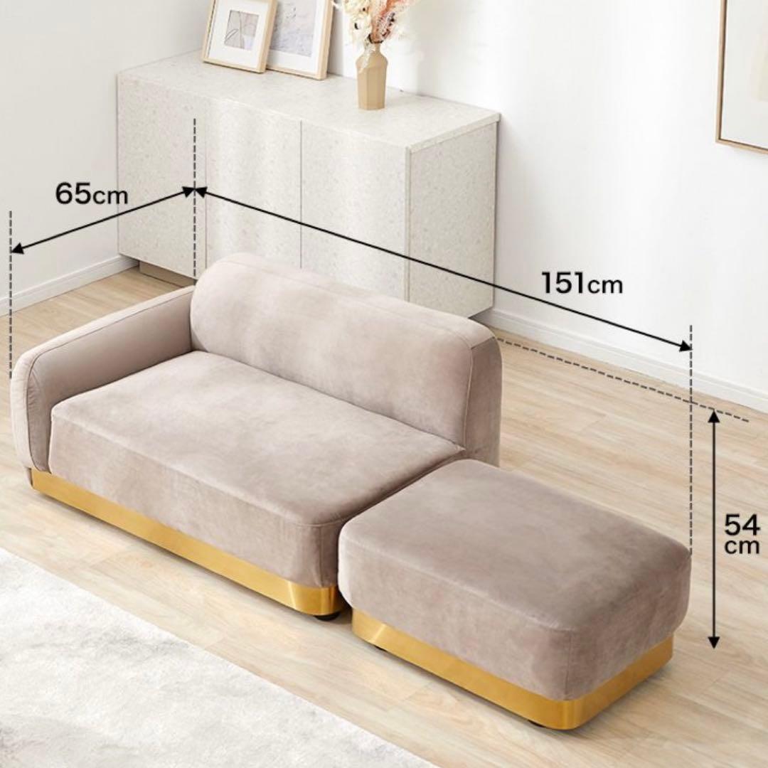 ベルベットカウチソファー ⭐︎グレー2人掛け LOWYA