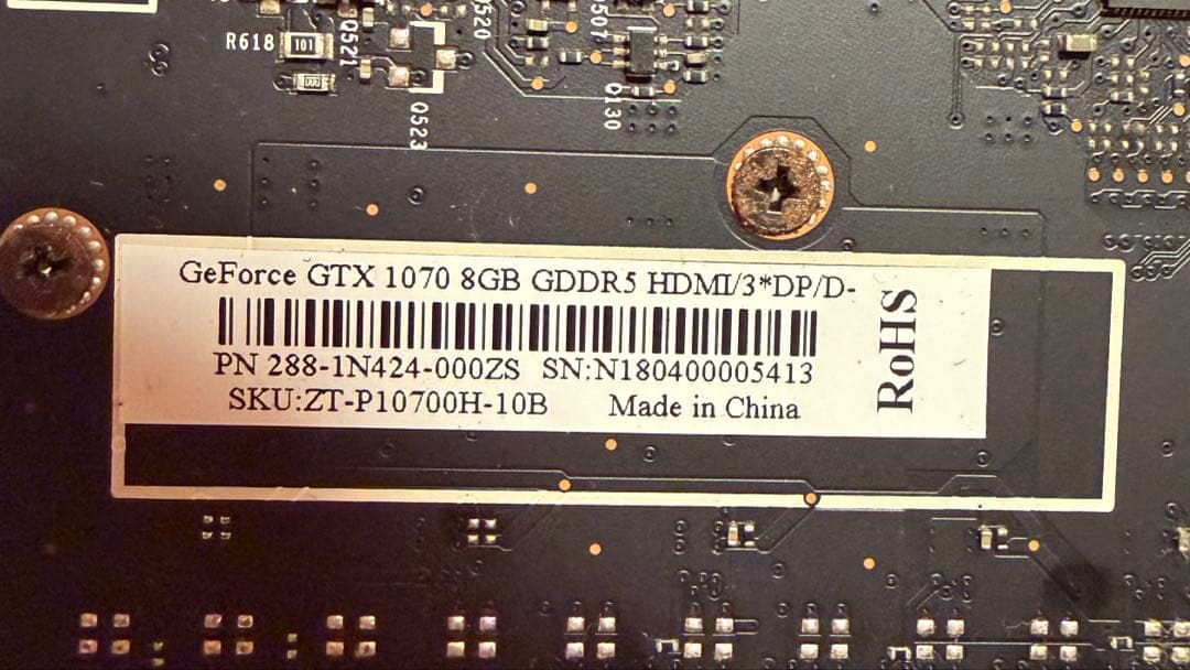 NVIDIA GeForce GTX1070 動作品 一応ジャンク