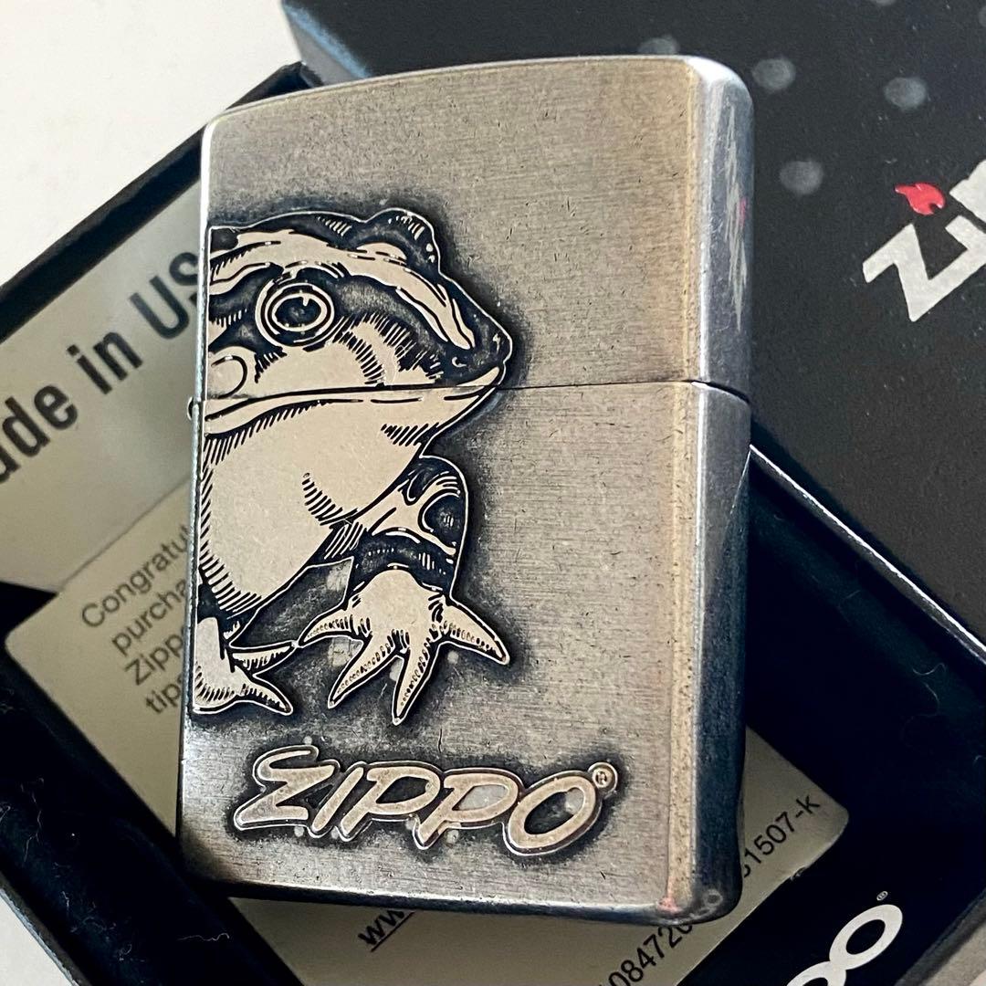 ZIPPO カエル フロッグ クラシックメタル クローム ユーズド仕上げ ジッポ