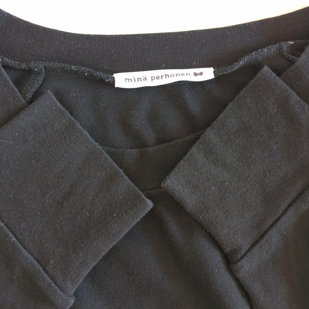 ミナペルホネン choucho 長袖カットソー 刺繡 ボリュームスリーブ 黒 M