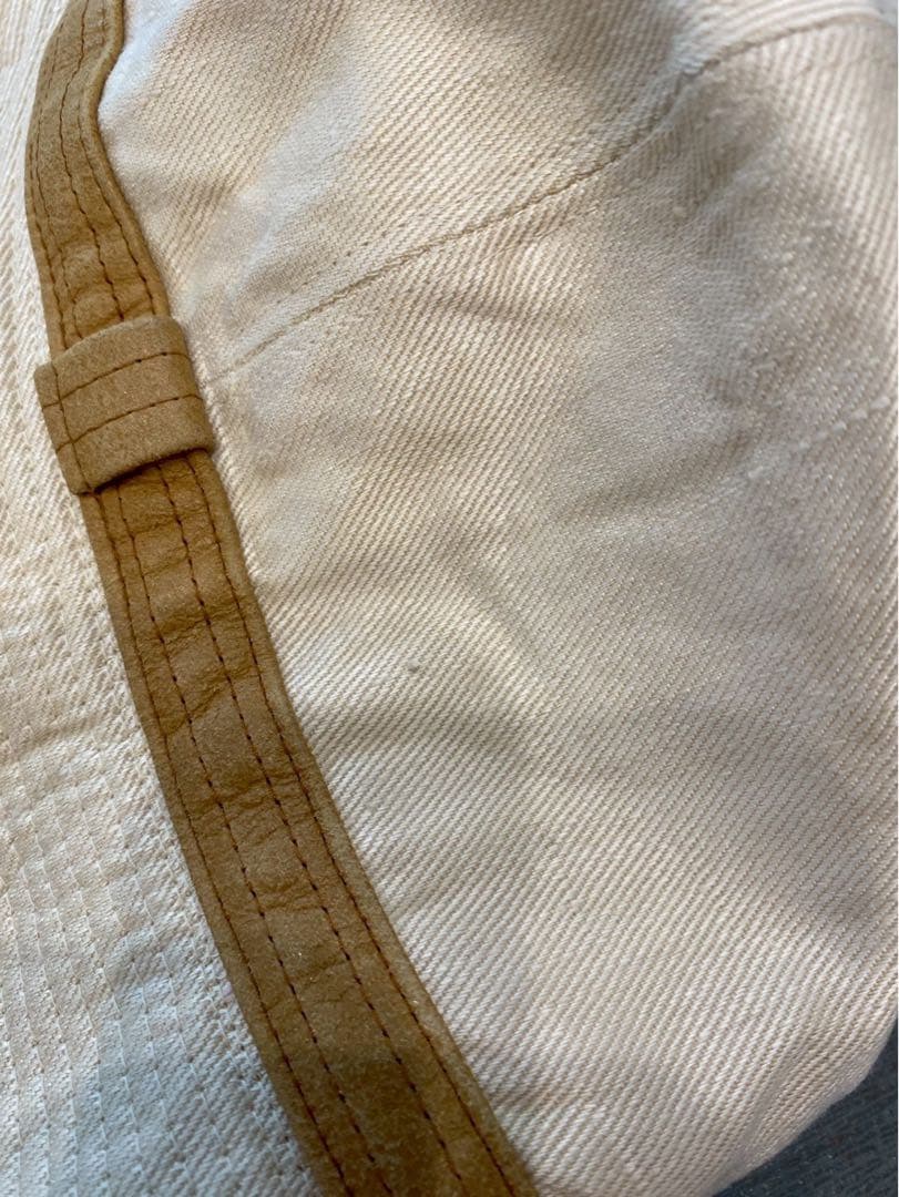 HERMES ベージュ キャメル　ハット 帽子　S エルメス　57 レザー　麻