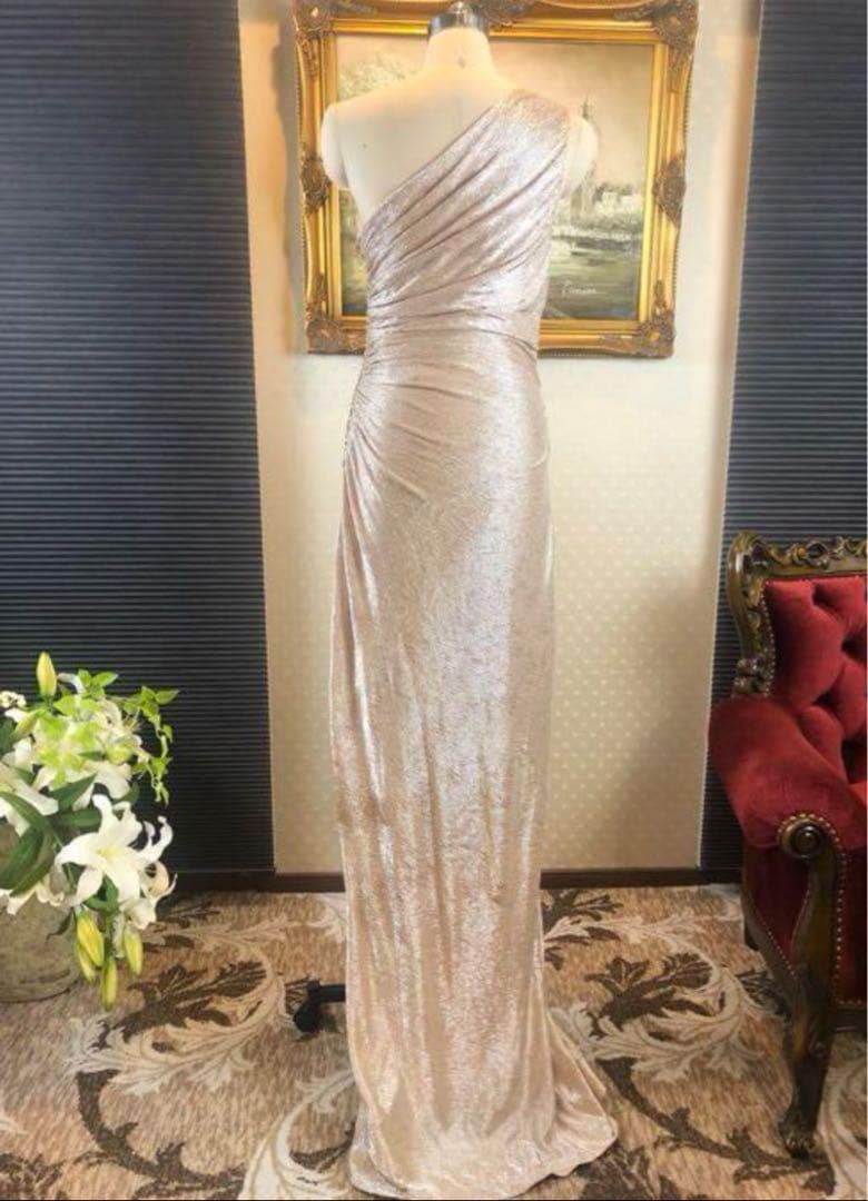   ゴールド サイズ6 ワンショルダー ドレス ロング