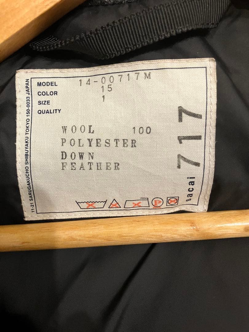 sacai ダッフルコート　ウール　グレー　トグル