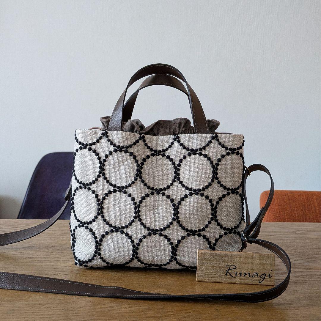 【1547】あおりポケットの巾着 ショルダーバッグ＊ミナペルホネン