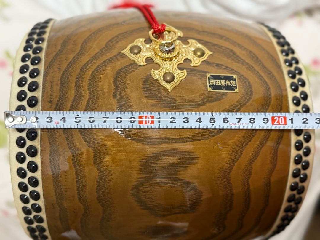【岡田屋布施】中型和太鼓 木製バチ&スタンド付き