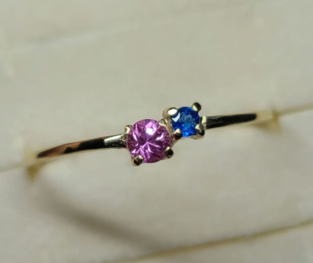 まゆどん★ドイツ産アウイナイト&ピンクサファイア★10Kリングオーダー