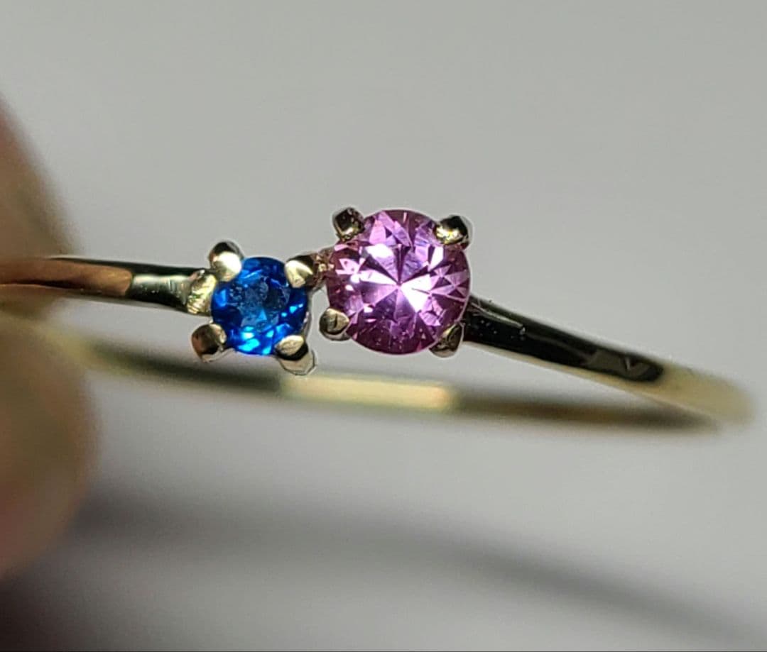 まゆどん★ドイツ産アウイナイト&ピンクサファイア★10Kリングオーダー