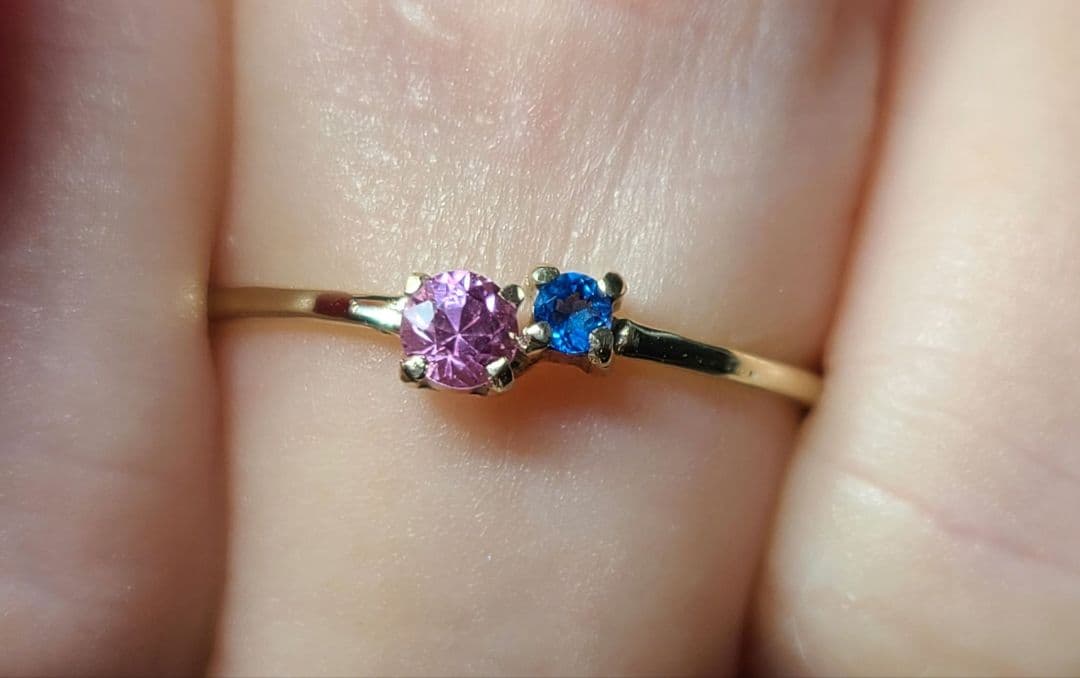 まゆどん★ドイツ産アウイナイト&ピンクサファイア★10Kリングオーダー