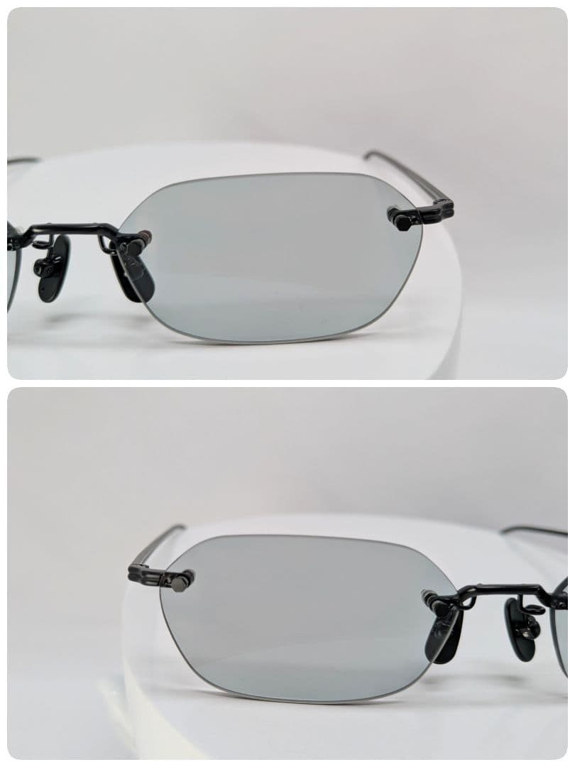 美品 ADSR VATH 01 サングラス エーディーエスアール リムレス 黒