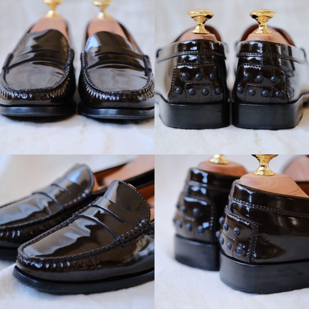 TOD’Sトッズ　パテントドライビングローファー　茶35