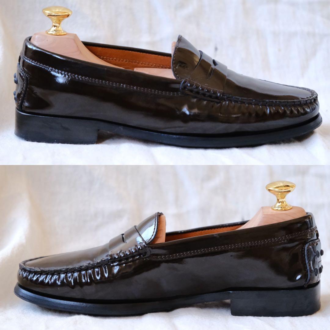 TOD’Sトッズ　パテントドライビングローファー　茶35