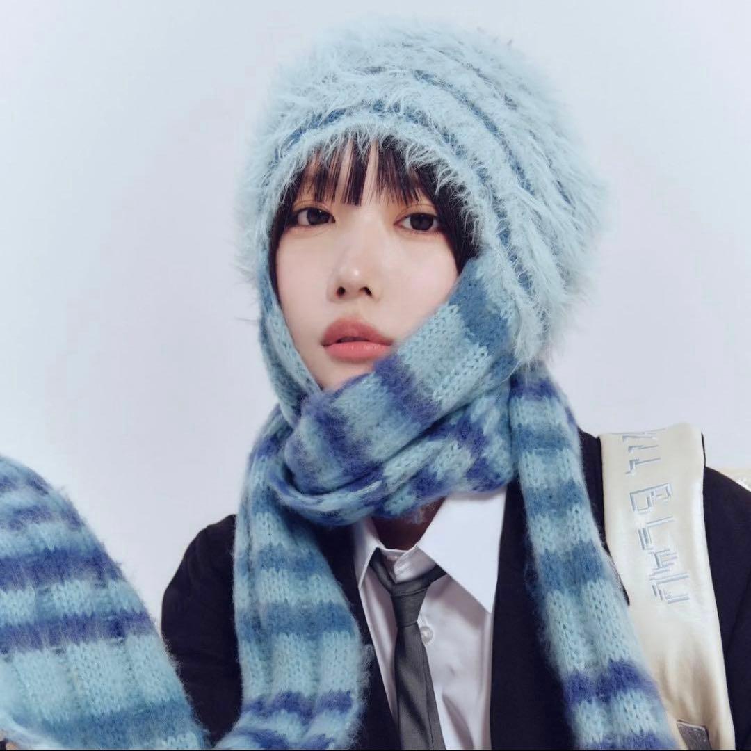 ヘルブラウ　あのちゃん　帽子　ニット　マフラー