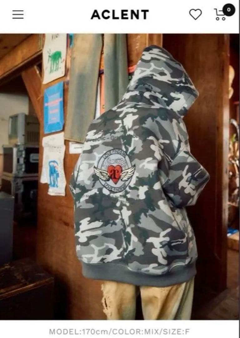 ACLENT エンジェルハートロゴジップフーディ