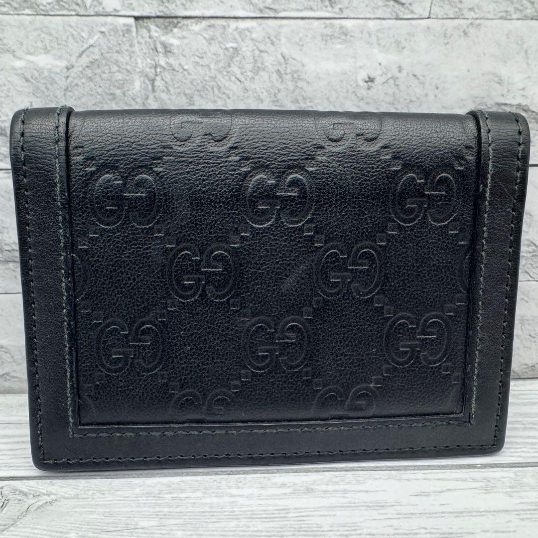 【極美品】GUCCI　名刺入れ　インターロッキング　GG柄　レザー　ブラック
