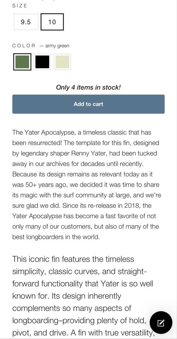 True Ames Yater Apocalpyse シングルフィン 送料込み