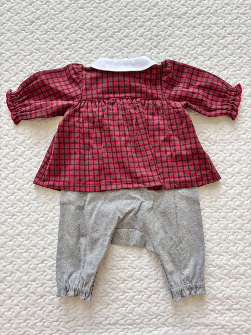 【新品未使用タグ付き】familiar チェック柄ロンパース カバーオール60