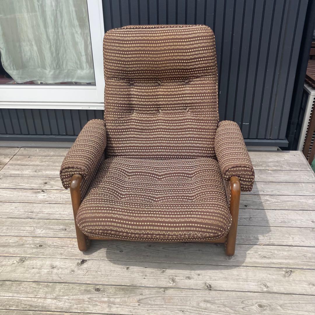 昭和レトロ カリモク リクライニングチェア 一人掛けソファー ロビーチェア 茶色