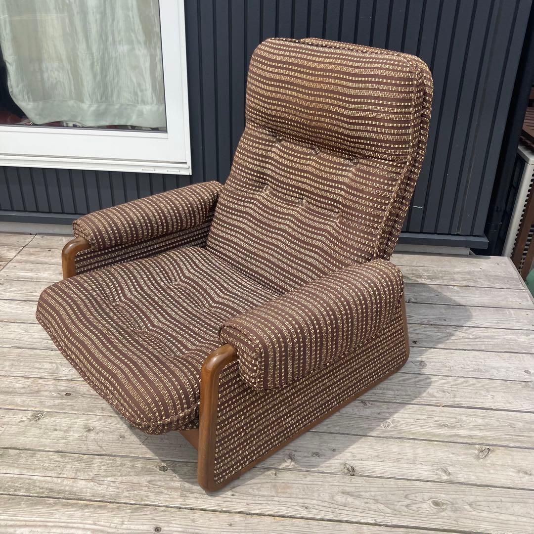 昭和レトロ カリモク リクライニングチェア 一人掛けソファー ロビーチェア 茶色