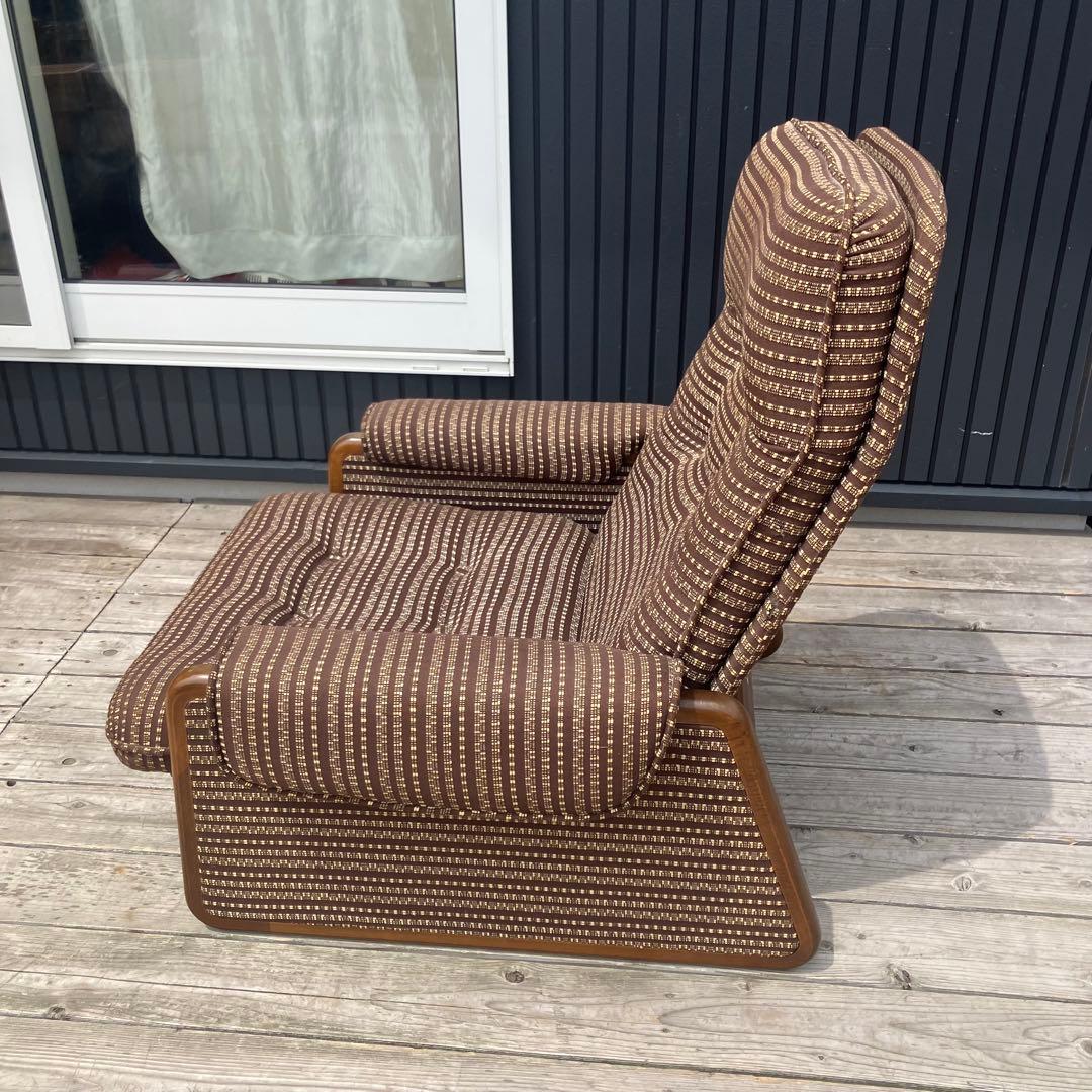 昭和レトロ カリモク リクライニングチェア 一人掛けソファー ロビーチェア 茶色