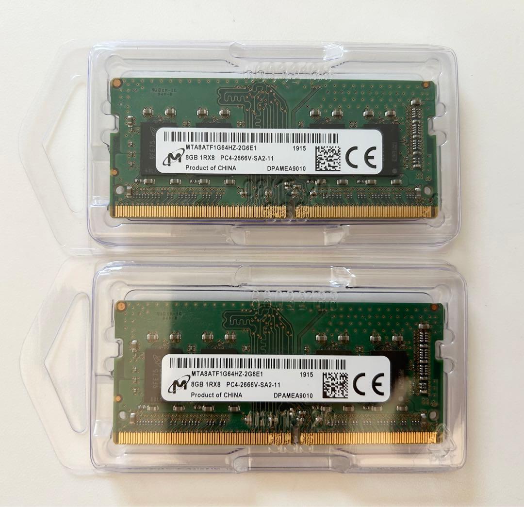 2枚セット Micron DDR4 メモリ PC4-2666V 8G 計16GB