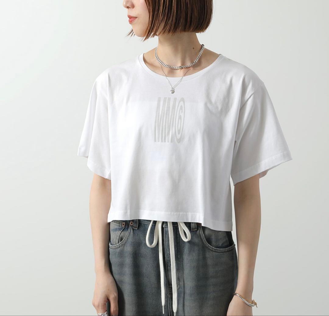 MM6 キッズ14Y クロップドTシャツ ホワイト