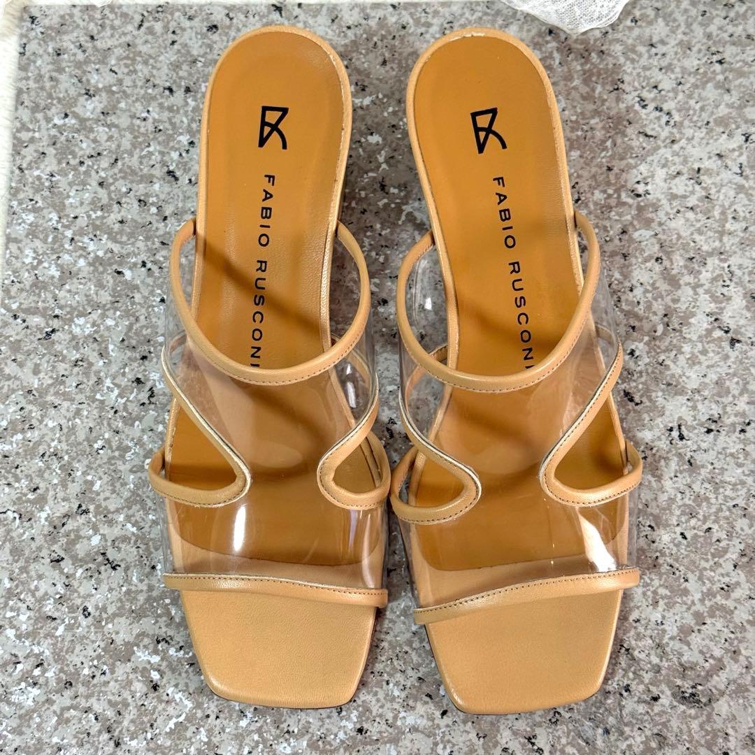 【美品】ファビオルスコーニ　クリア ミュールサンダル　ベージュ　24.5~25㎝