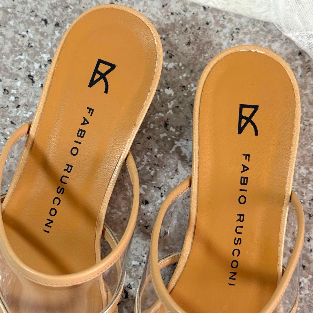 【美品】ファビオルスコーニ　クリア ミュールサンダル　ベージュ　24.5~25㎝