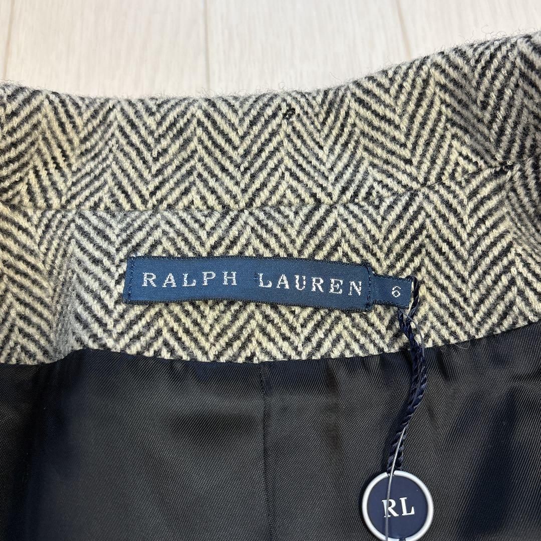 タグ付き ラルフローレン ヘリンボーン柄 ウール テーラードジャケット サイズ6