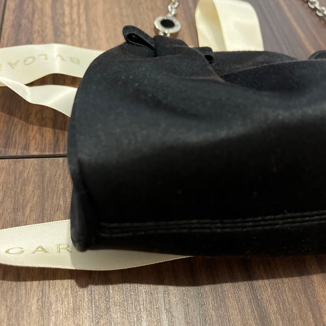 BVLGARI ブルガリ　ブラック サテン パーティーバッグ