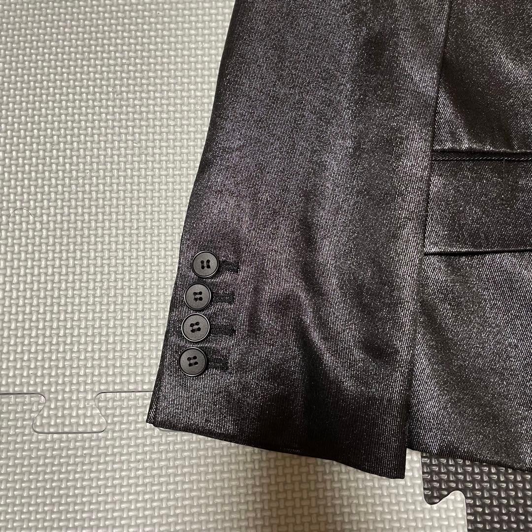 MIDAS9 黒 テーラードコーティングジャケット　ラメ