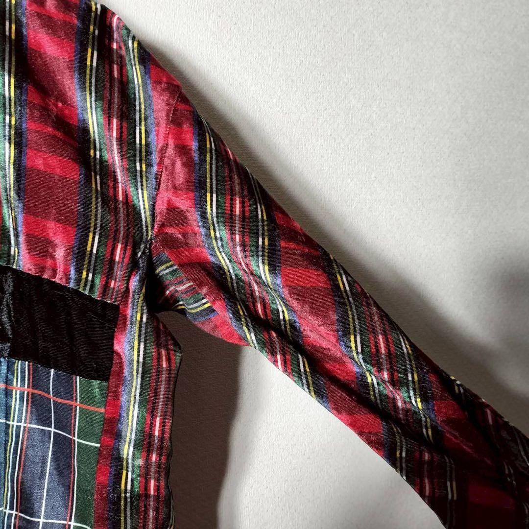 AD1999 コムデギャルソン ロングワンピース チェック柄 ベロア 長袖