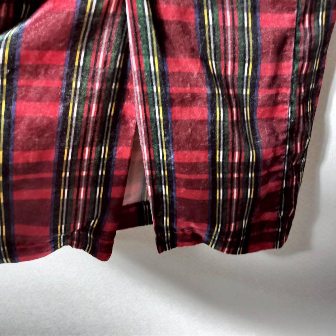 AD1999 コムデギャルソン ロングワンピース チェック柄 ベロア 長袖