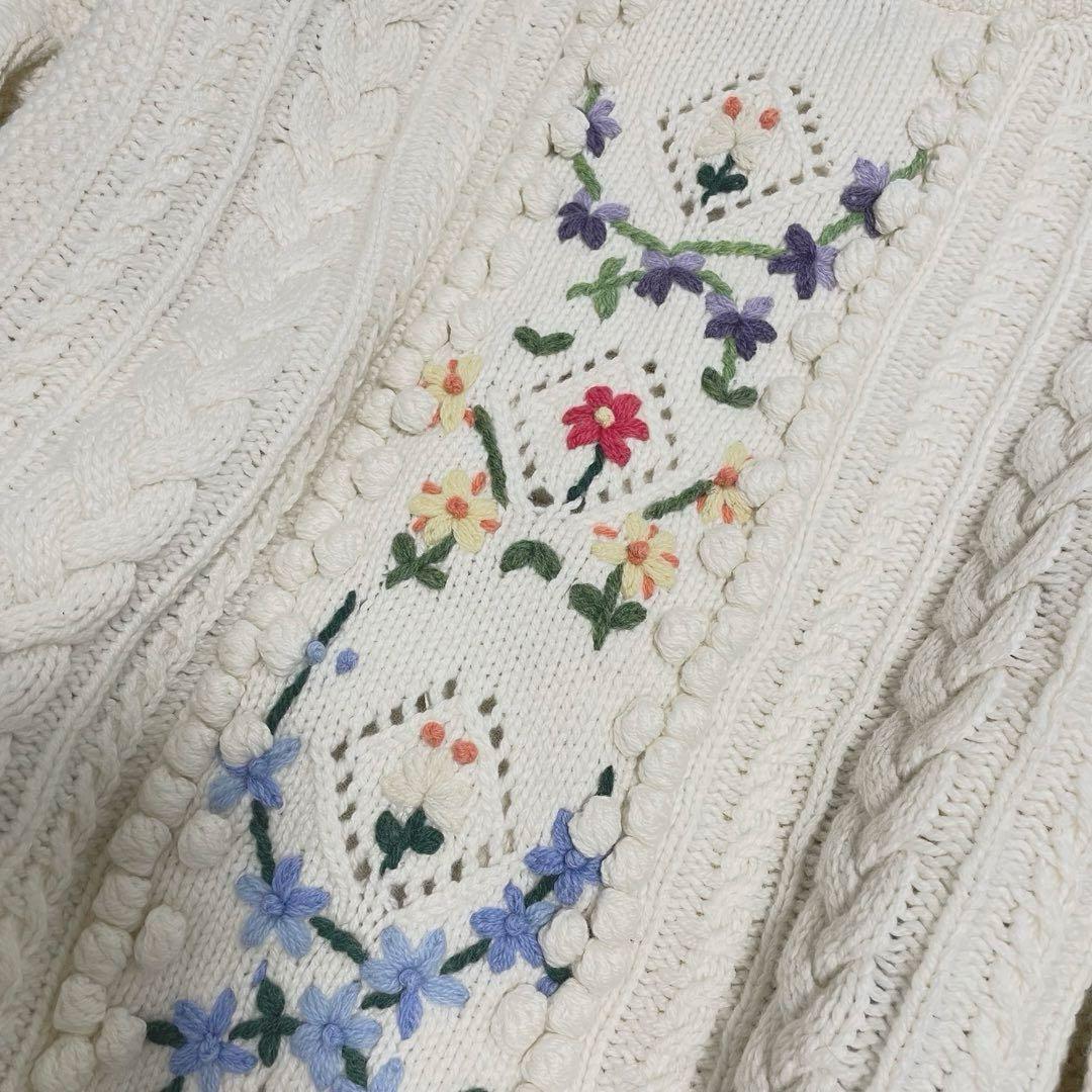 新品タグ付き♡ラルフローレン♡刺繍　リボン　ケーブル ウールブレンドカーディ