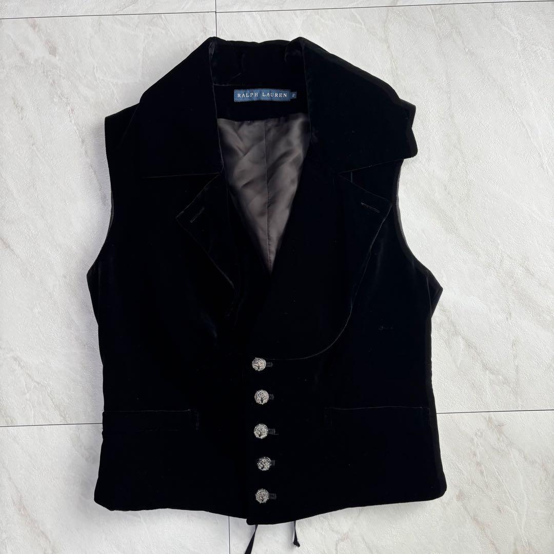 Ralph Lauren ベルベットベスト バックリボン 黒 2