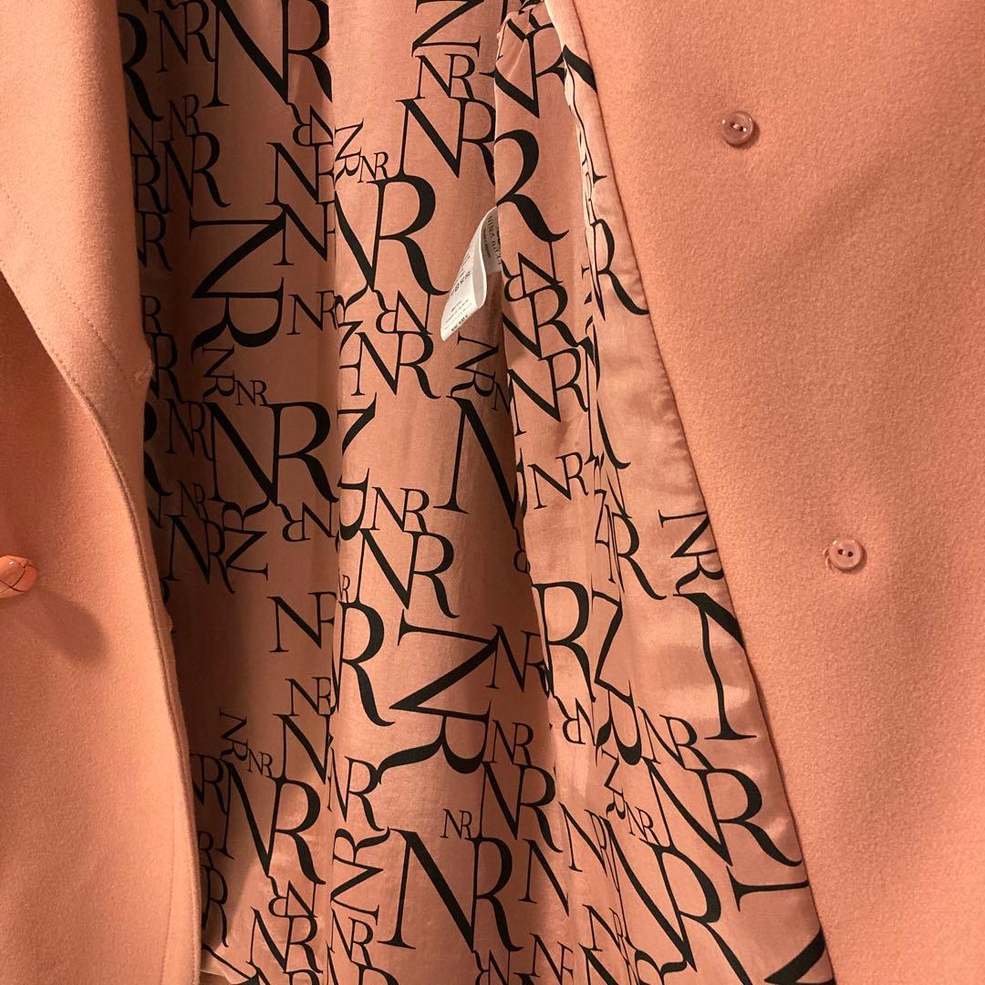 NINA RICCI ウール ダブルコート　ピンク　ロゴ裏地