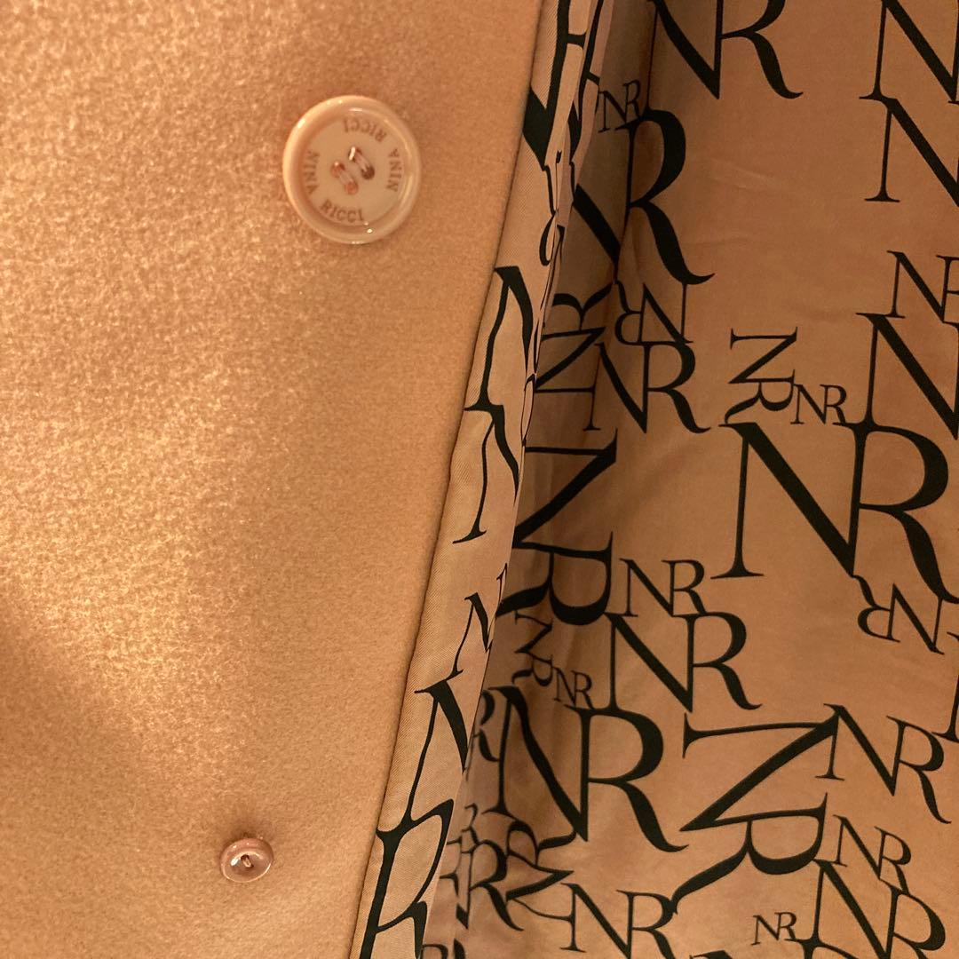 NINA RICCI ウール ダブルコート　ピンク　ロゴ裏地