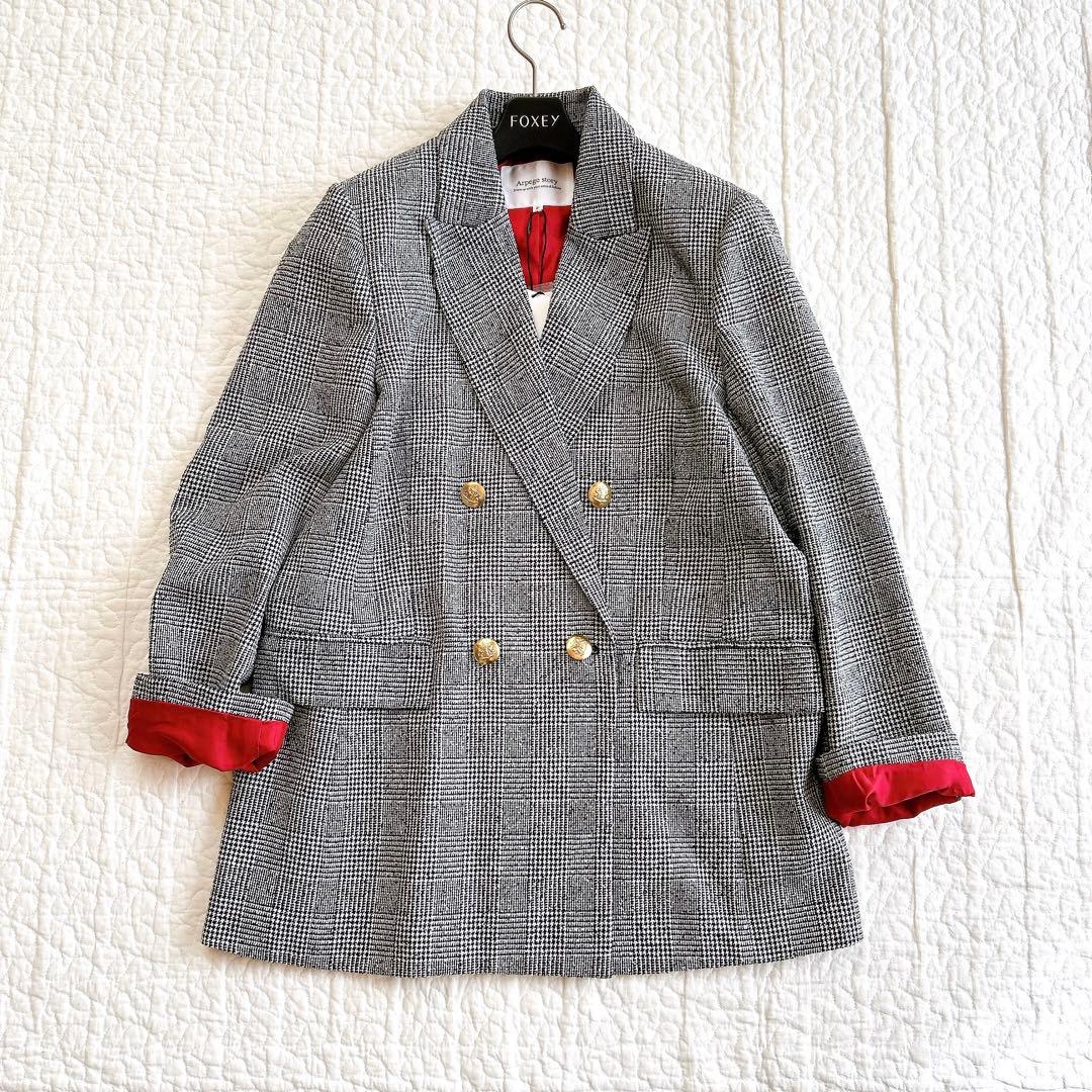 新品タグ付 アルページュストーリー W釦テーラードジャケット 金ボタン チェック