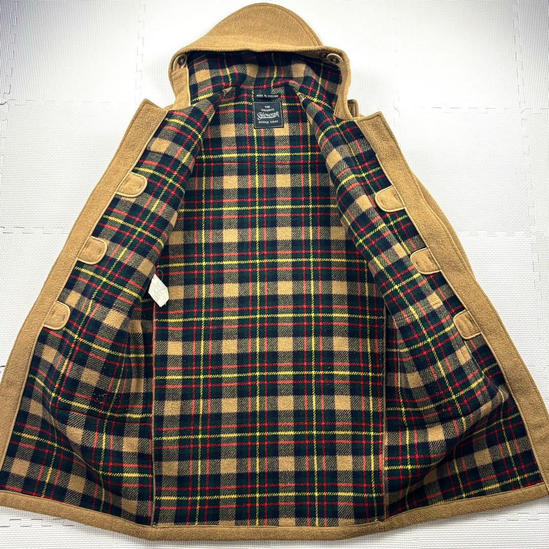 美品　グローバーオール　ダッフルコート　ロング　チェック　ベージュ　XL 大きい