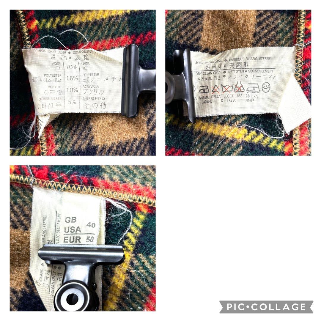 美品　グローバーオール　ダッフルコート　ロング　チェック　ベージュ　XL 大きい