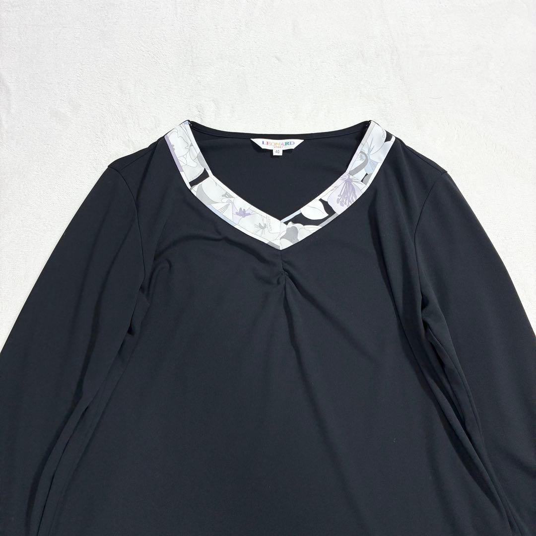 キ**様 極美品✨ LEONARD SPORT 長袖 チュニック 花柄トリムライ