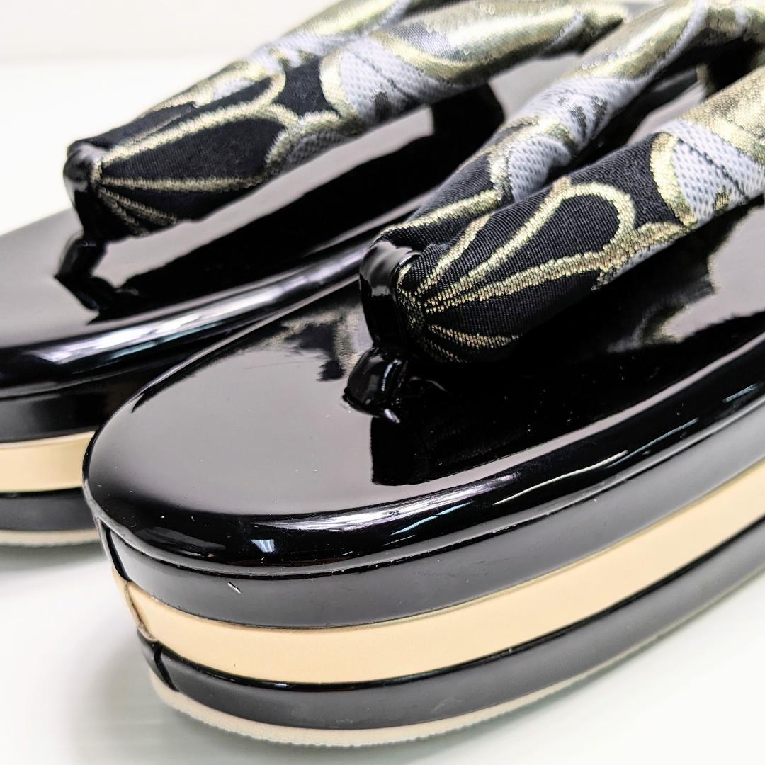 和装 草履バッグセット 帯地 梅 黒×金 3枚芯 フリーサイズ k16-13