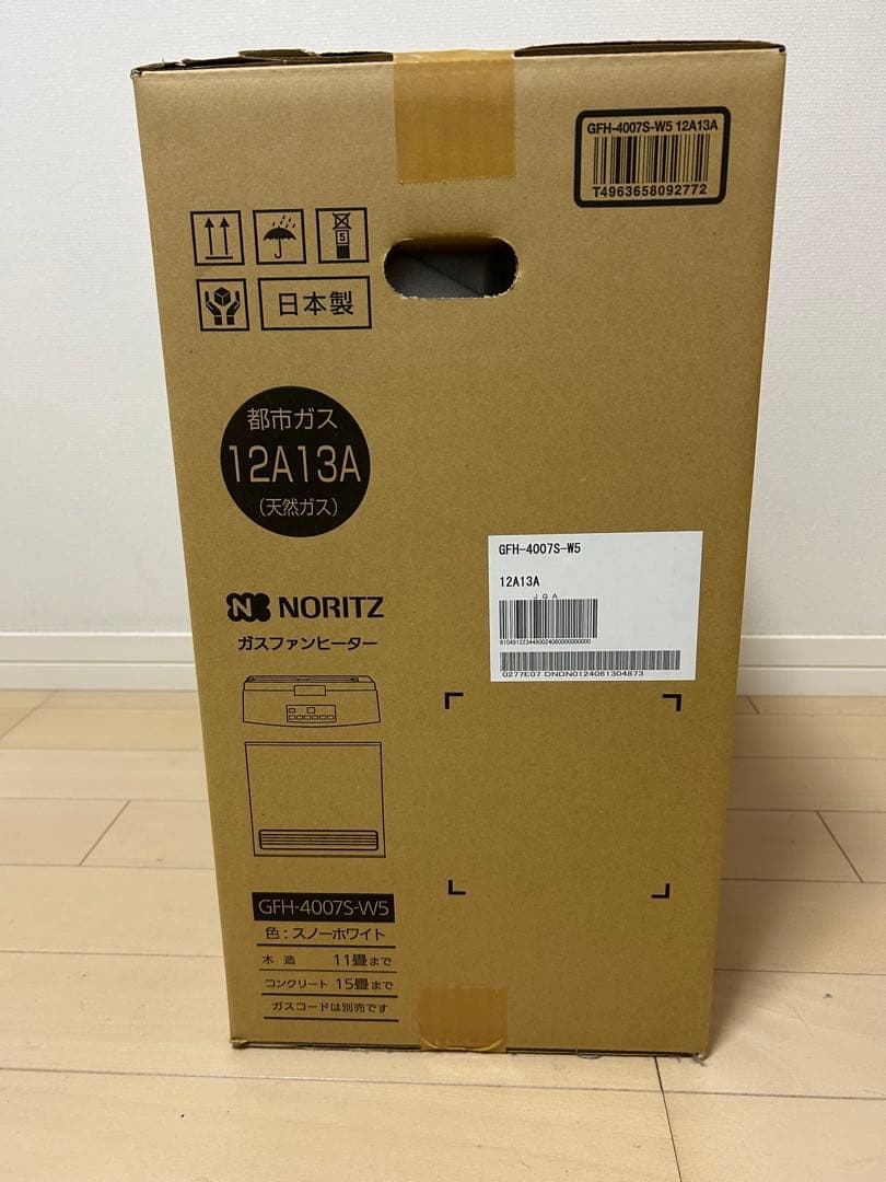 【新品未使用】ノーリツ ガスファンヒーター GFH-4007S-W5 コード付