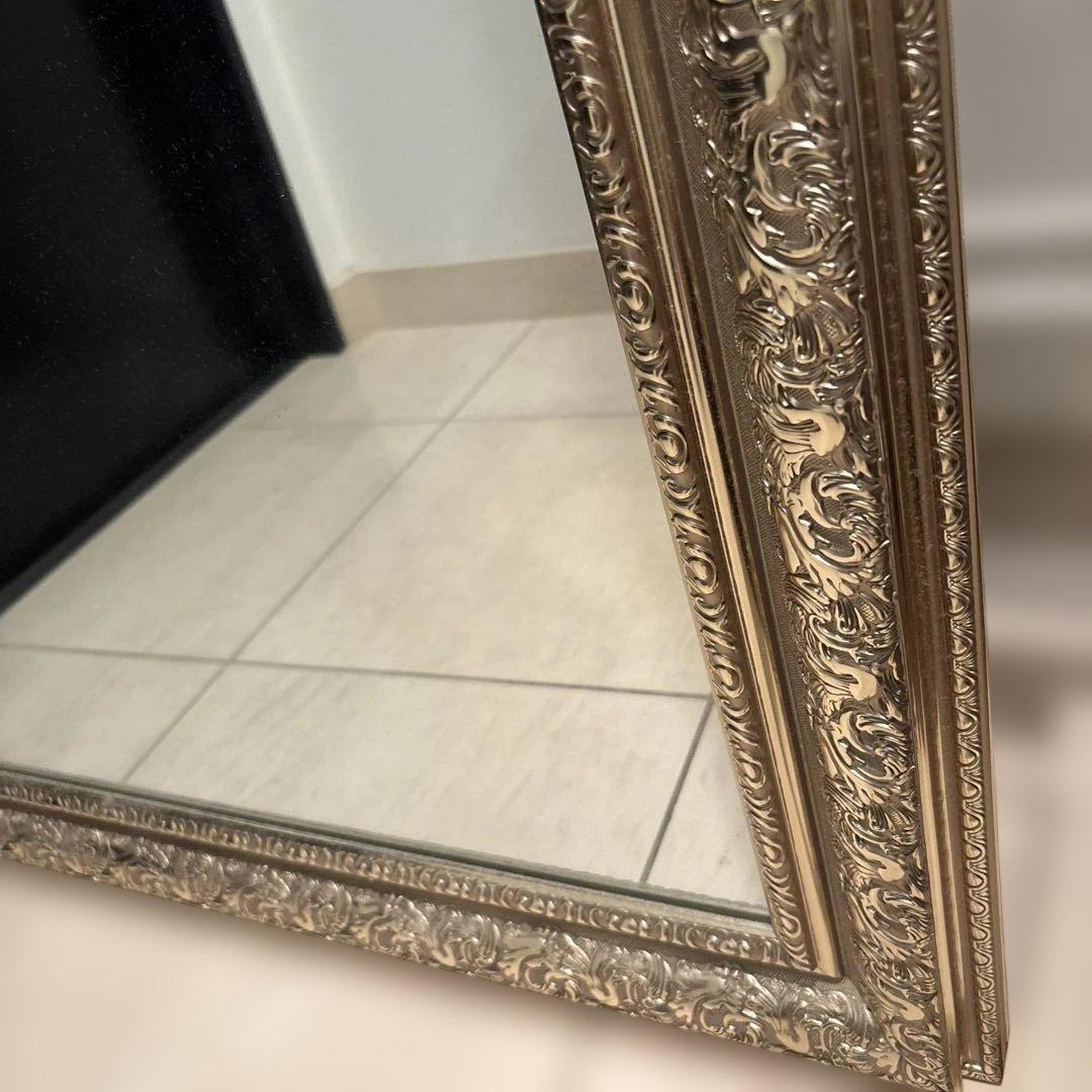 立て掛け　ジャンボ　ミラー　幅90㎝　鏡　全身　姿見　ガラス製　シャビーシック