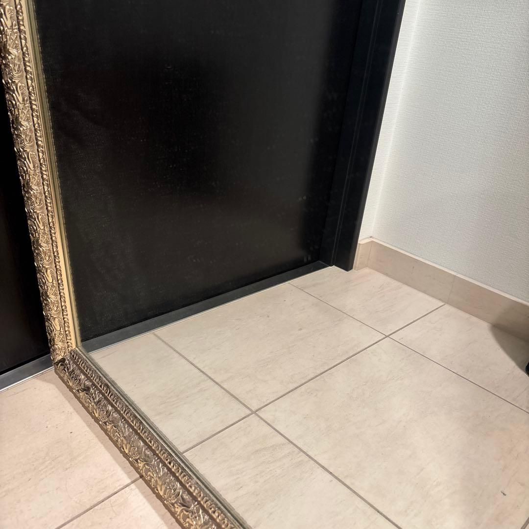 立て掛け　ジャンボ　ミラー　幅90㎝　鏡　全身　姿見　ガラス製　シャビーシック