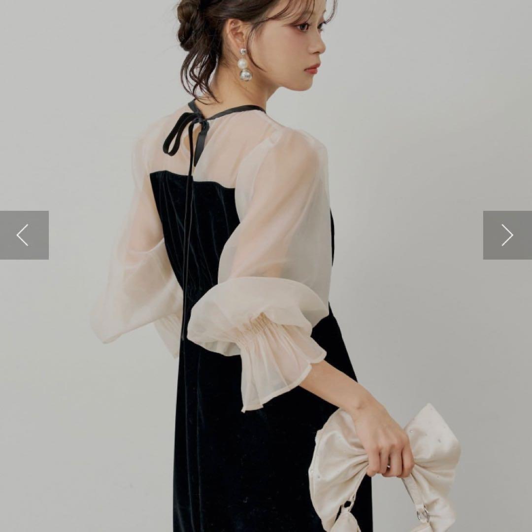 Chico ブラックドレス フリル付きシフォン袖 新品に近い