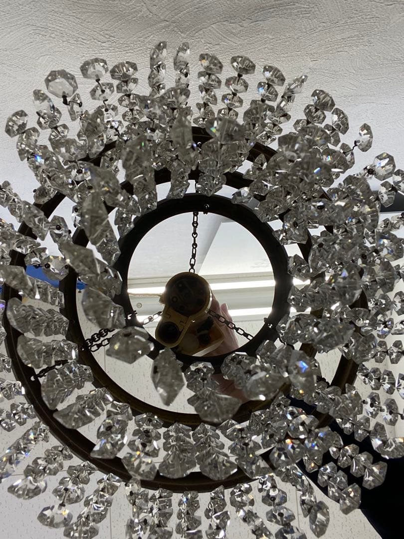 フランスアンティーク　クリスタルビーズ シャンデリア　天井照明