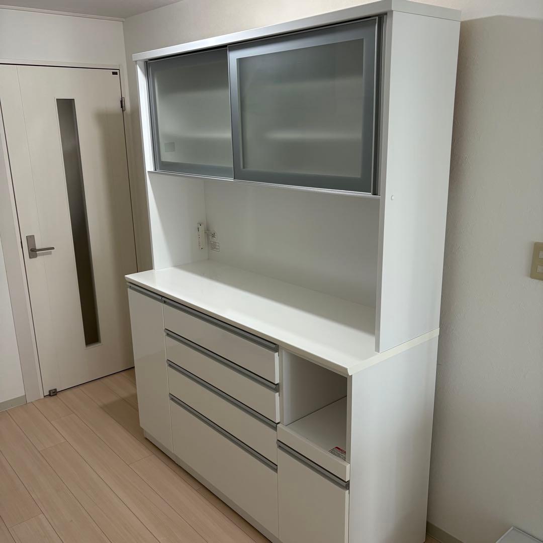 【期限あり】ニトリ食器棚 レジューム 150AG-S WH/150QH-R WH