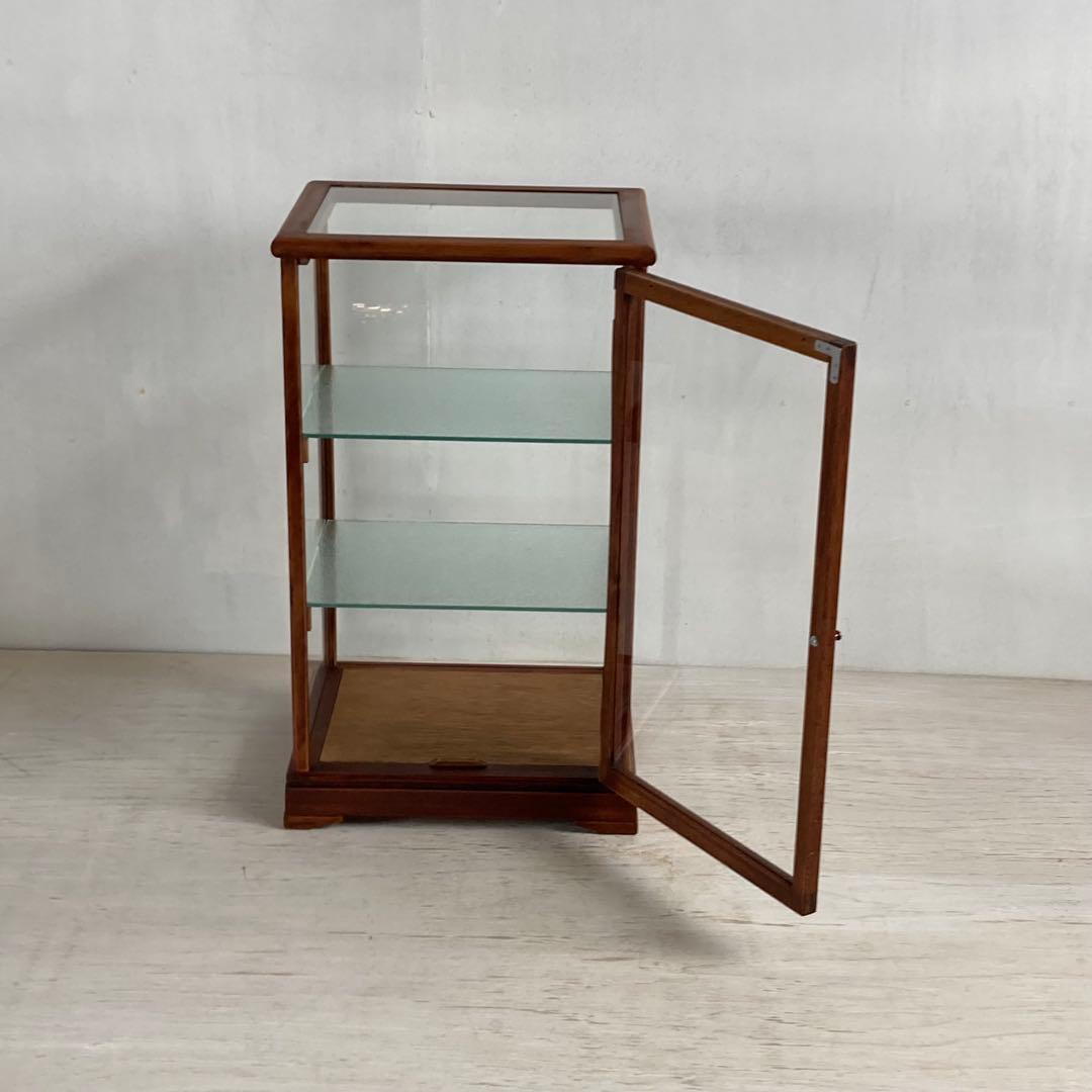 古い木製 ガラスケース 3段 卓上 ショーケース 展示ケース 店舗什器