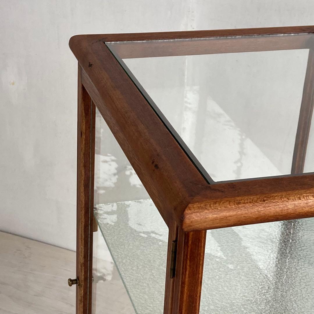 古い木製 ガラスケース 3段 卓上 ショーケース 展示ケース 店舗什器